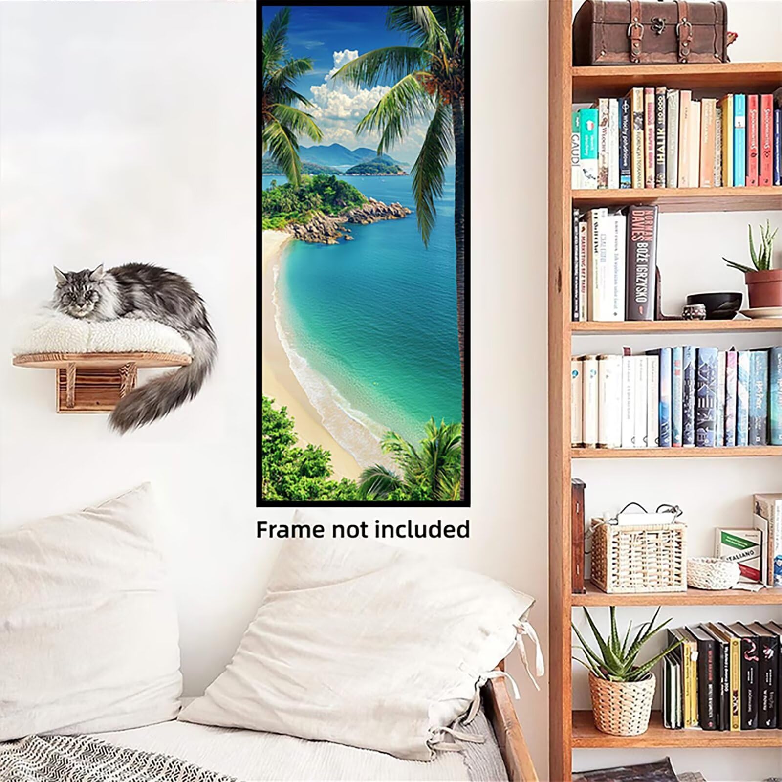 Malen Nach Zahlen 50x150cm Leinwand Strand Malen Nach Zahlen Erwachsene mit Ohne Rahmen, DIY Kreativ Set für Erwachsene mit Pinseln und Acrylfarbe, Zimmer Deko Aussicht Landschaft Geschenk, P0M-515