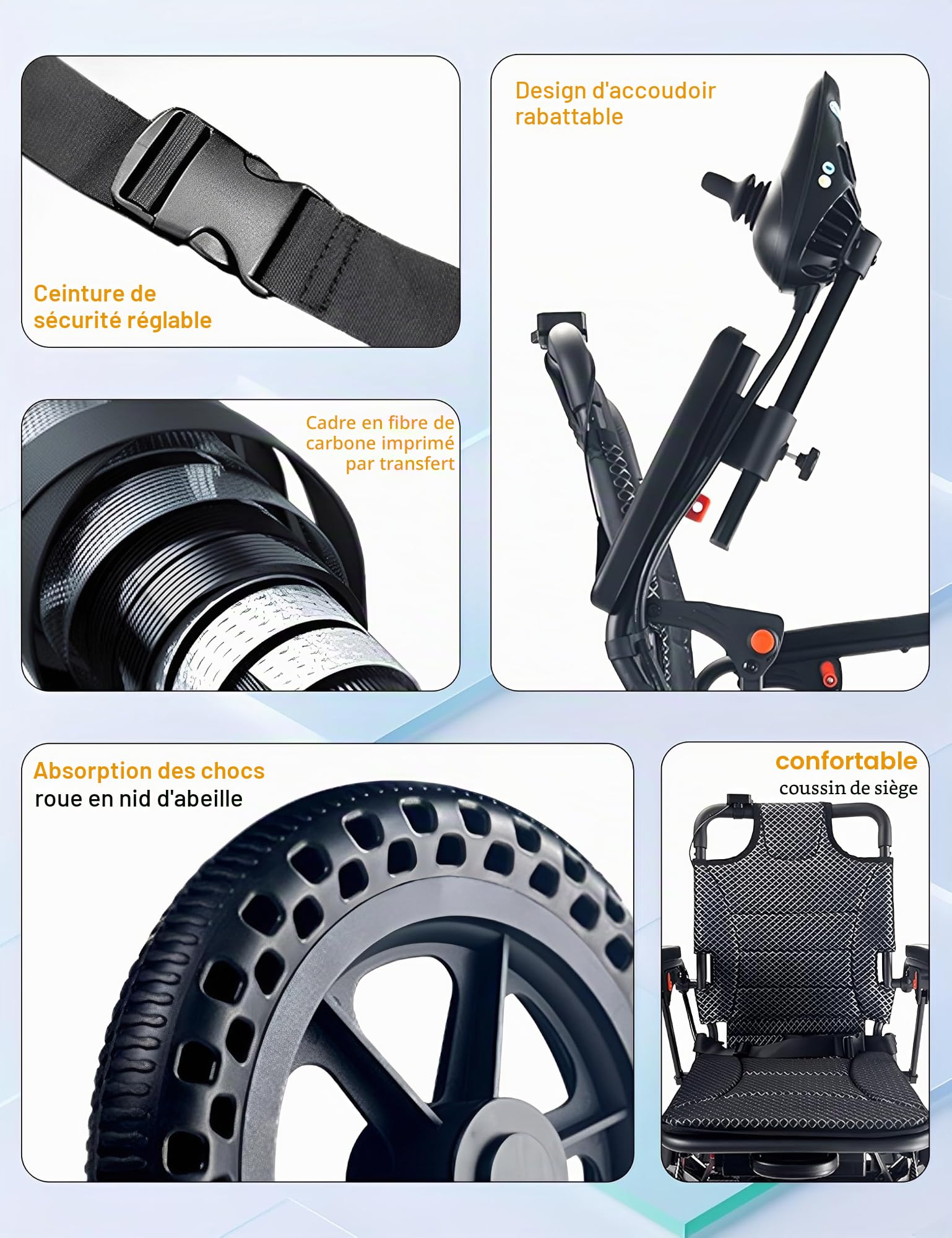 Fauteuil roulant électrique léger, seulement 21,5 kg, fauteuil roulant électrique pliable pour adultes, double moteurs, pliage intelligent, scooters motorisés pour personnes âgées, tout terrain