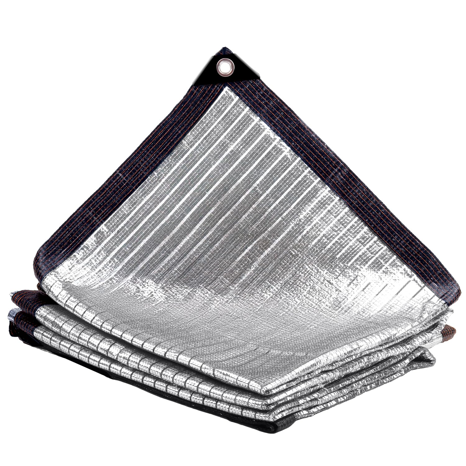 LOVE STORY 85% 20x20FT Aluminum Shade Cloth Reflective Sun Shade Cover Silver Tarp with Grommets for Car Garden Patio Kennel