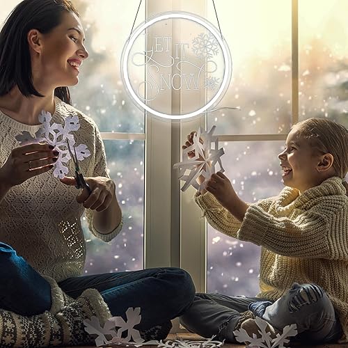 Miniatura 6 de Letrero de neón con texto en inglés "Let It Snow" para decoración de habitación, lámpara de neón de Navidad, luz LED de nieve blanca para habitación