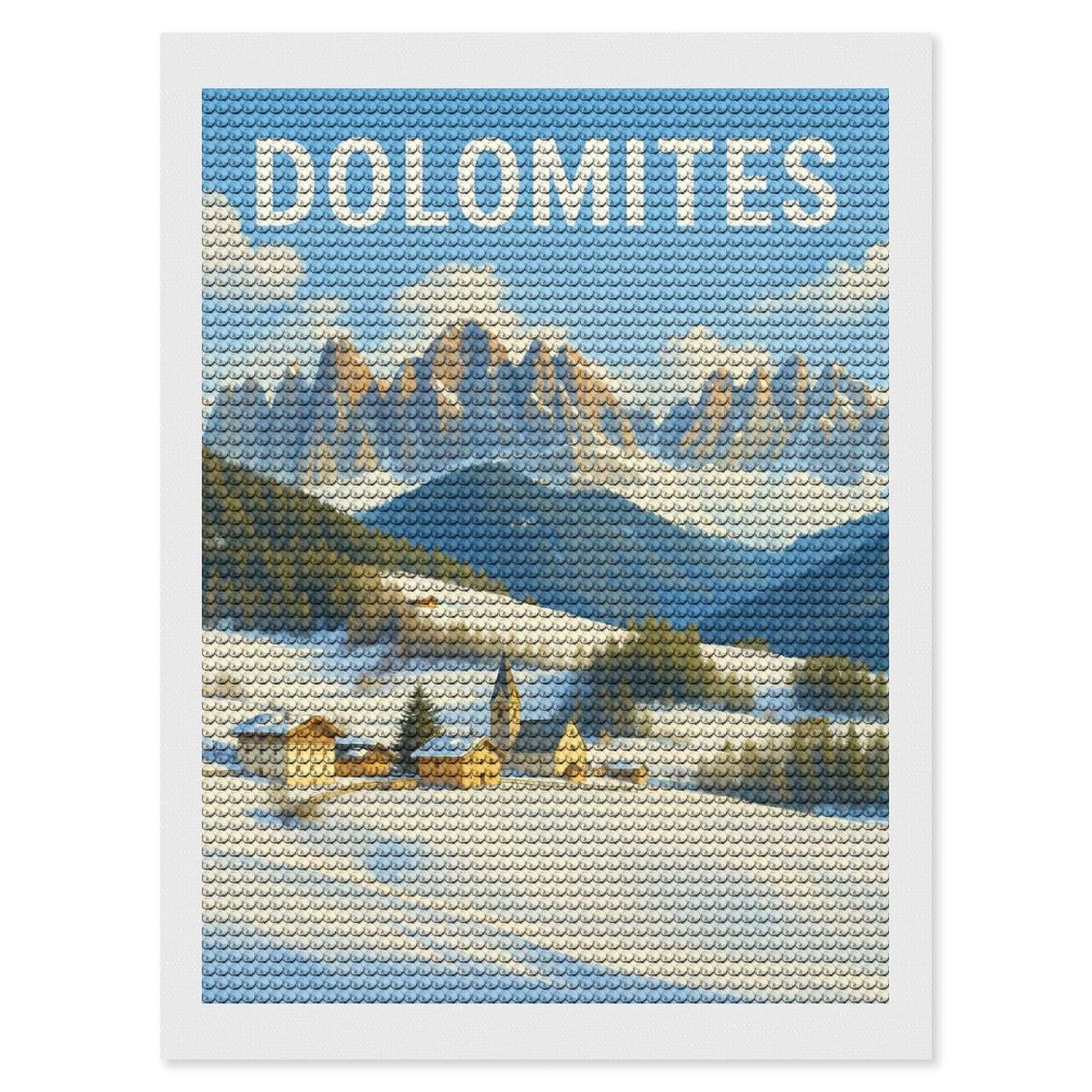Junmoney Dolomites Winter Landscape Diamond Art Canvas 12"x16", Full Kit Included, Bedroom Decor, for Beginners, Thoughtful Handmade Gift