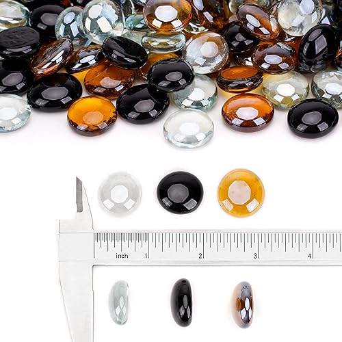Miniatura 2 de Stanbroil Cuentas de vidrio de fuego mezcladas de 10 libras, gotas de vidrio de fuego de 12 pulgada, mezcla de negro ónix, hielo de cristal,