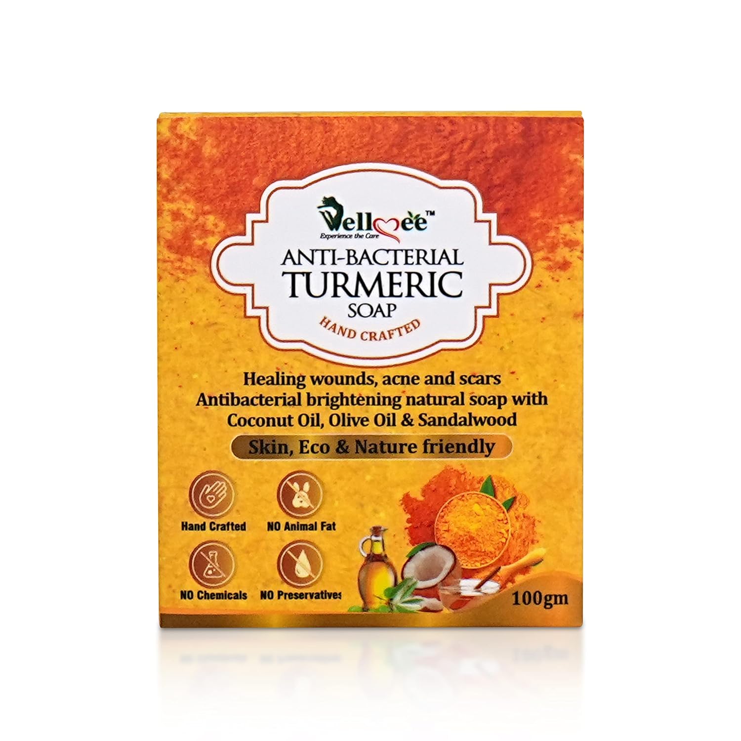 Buy WELLMEE AntiBacterial Turmeric Handmade Soap Enriched With Coconut