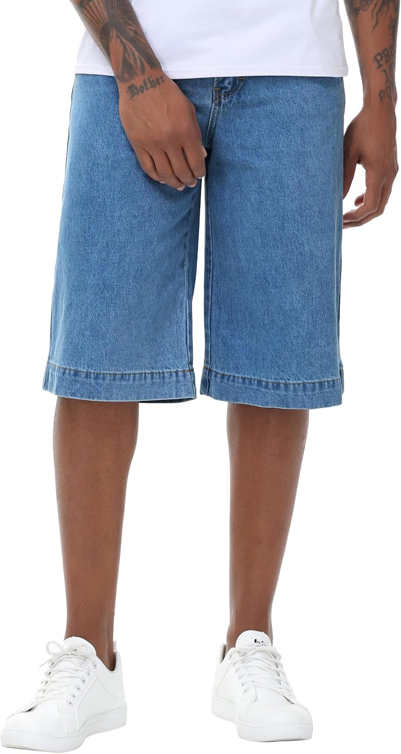 Men's Baggy Jean Shorts Y2K Streetwear Jorts - Loose Fit Wide Leg Denim Vintage 90s Hip Hop 12oz Cotton - Image 2