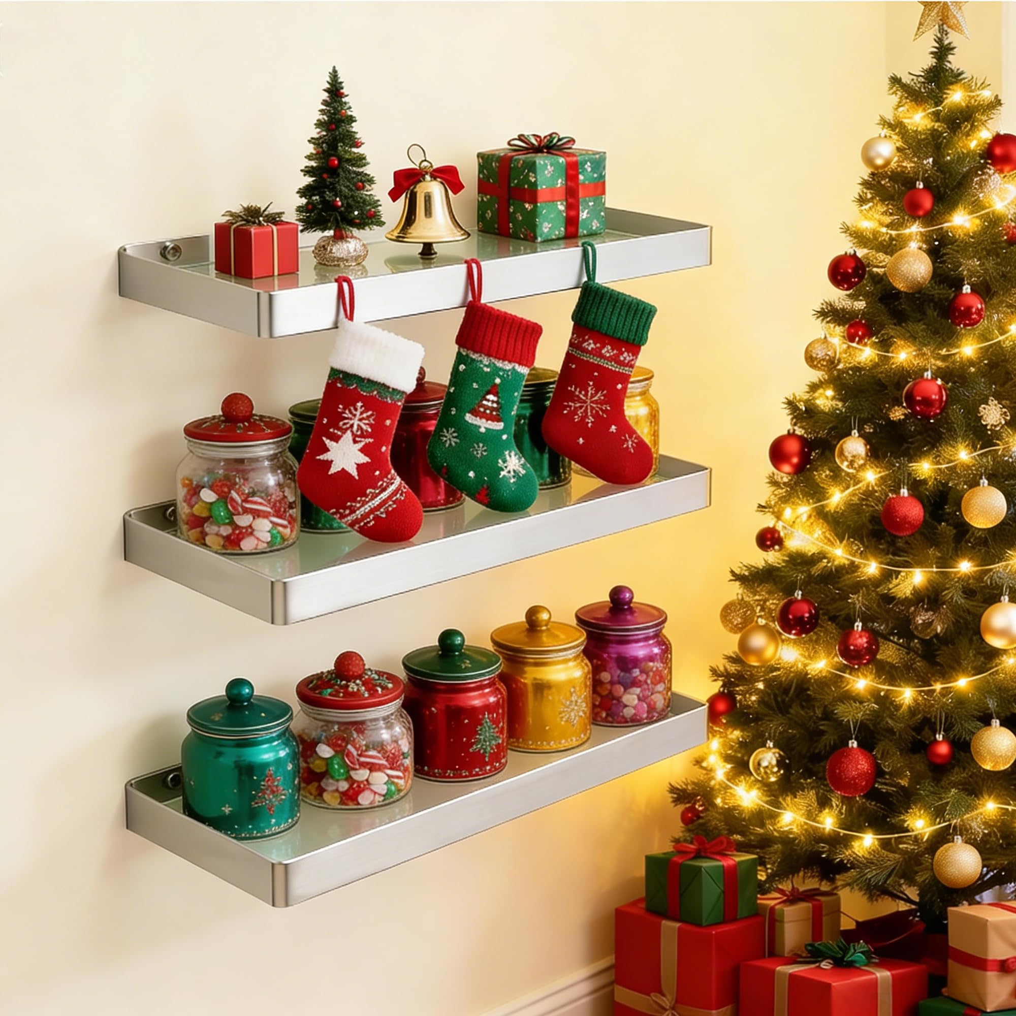 Alise Bathroom Shelves Brushed Nickel Glass Floating Shelves for Bathroom Wall Mounted Bathroom Shelf Over Toilet SUS304 Stainless — view 10