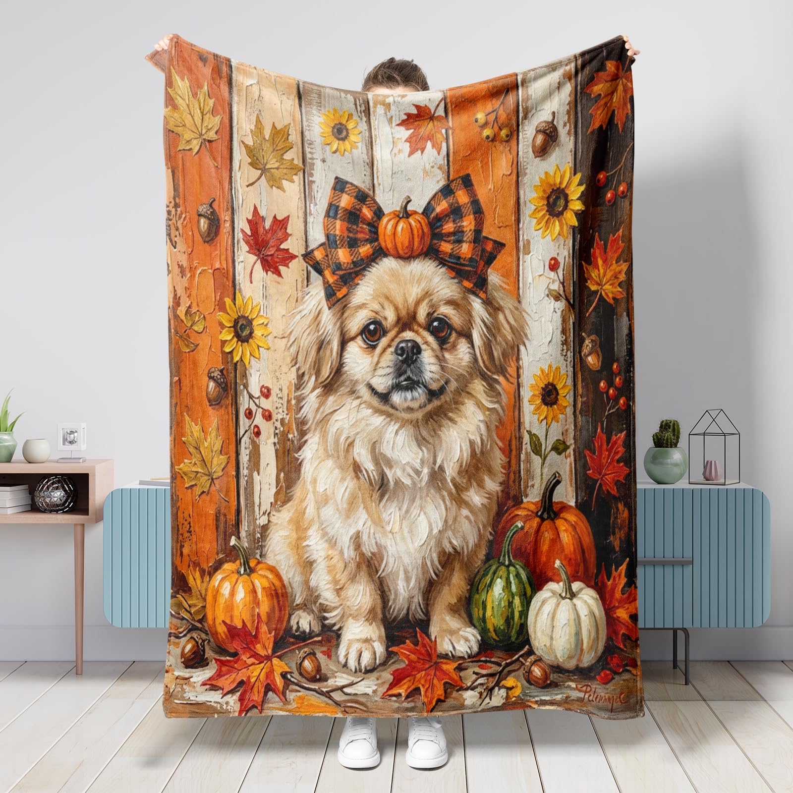 Couverture rustique bois d'automne canapé grand plaid salon voyage plage 152x203cm