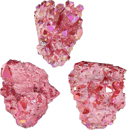 Miniatura 4 de Rockcloud Pantalla de cuarzo de cristal recubierto de titanio con soporte de metal Geode Crystal Cluster Specimen para decoración de oficina en