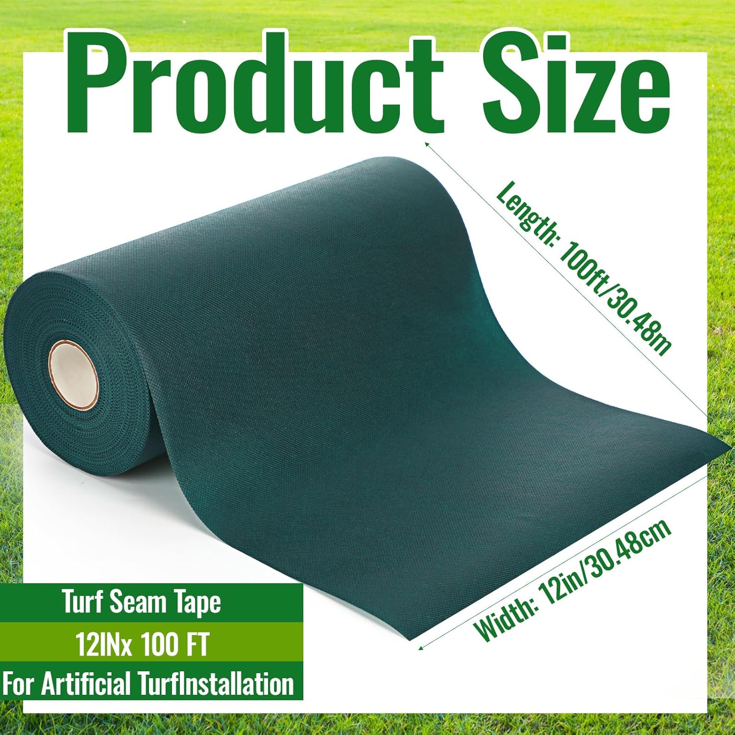 Pangda 12 Inch x 100 ft Turf Seam Tape, Heavy Duty Artificial Grass Turf Tape, Works with All Types Glue, for Synthetic Installation Connecting Fake Lawn Carpet (No Adhesive)