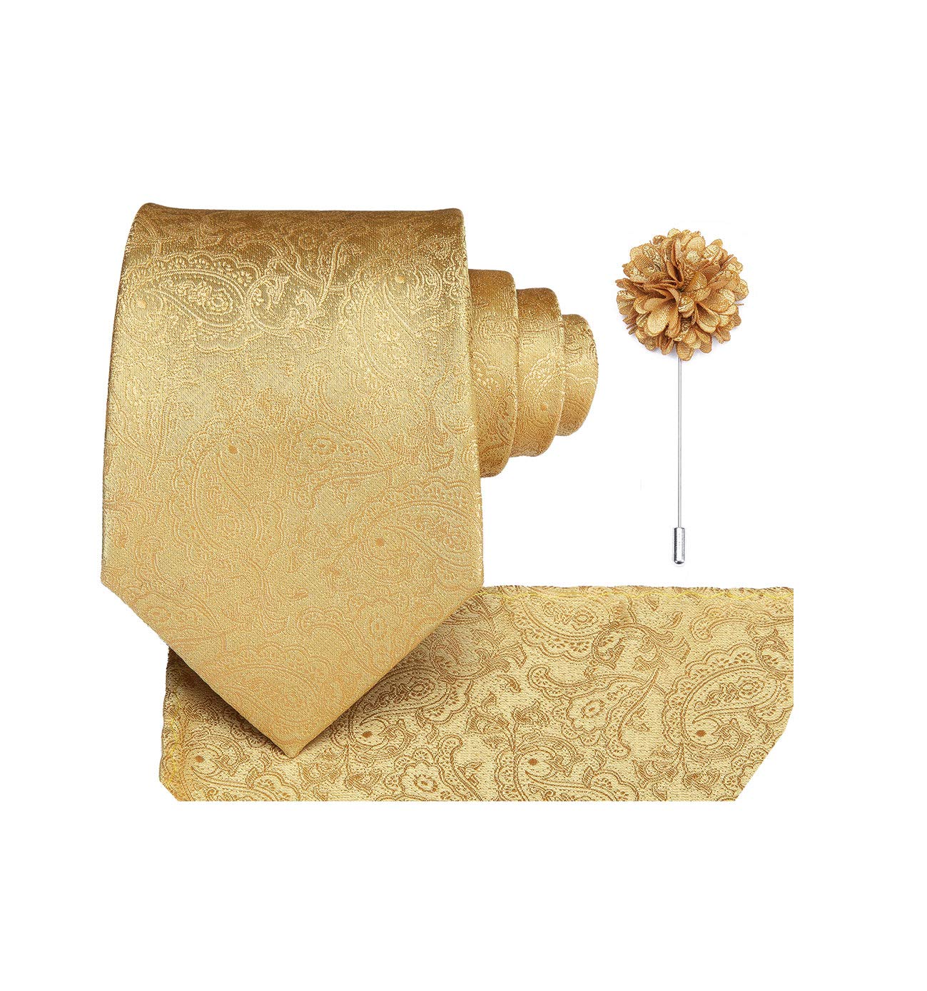 Mens Paisely Silk Tie for Men Necktie and Pocket Square Set