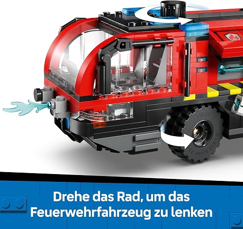 LEGO City Airport Fire Engine Truck Toy - Emergency Vehicle Model Kit w/ 4 Firefighter Minifigures - Birthday Gift Idea for 7+ Year Old Boys & Engineering Fans - 60499 - 4
