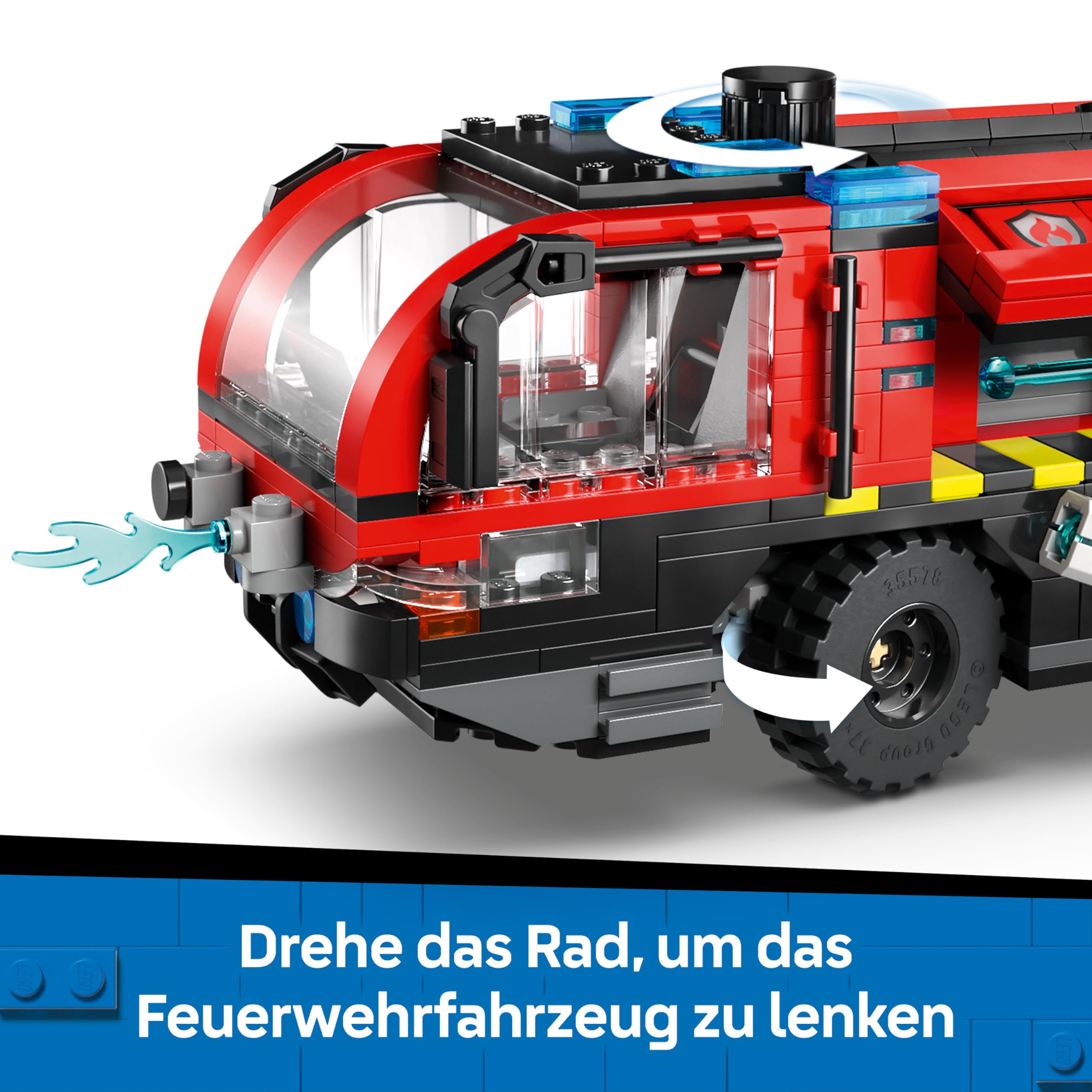 LEGO City Flughafenlöschfahrzeug - Spielzeug Einsatzfahrzeug - Modellbau mit 4 Feuerwehr Minifiguren - Geburtstagsgeschenk für Jungen ab 7 Jahren und Technikfans - 60499