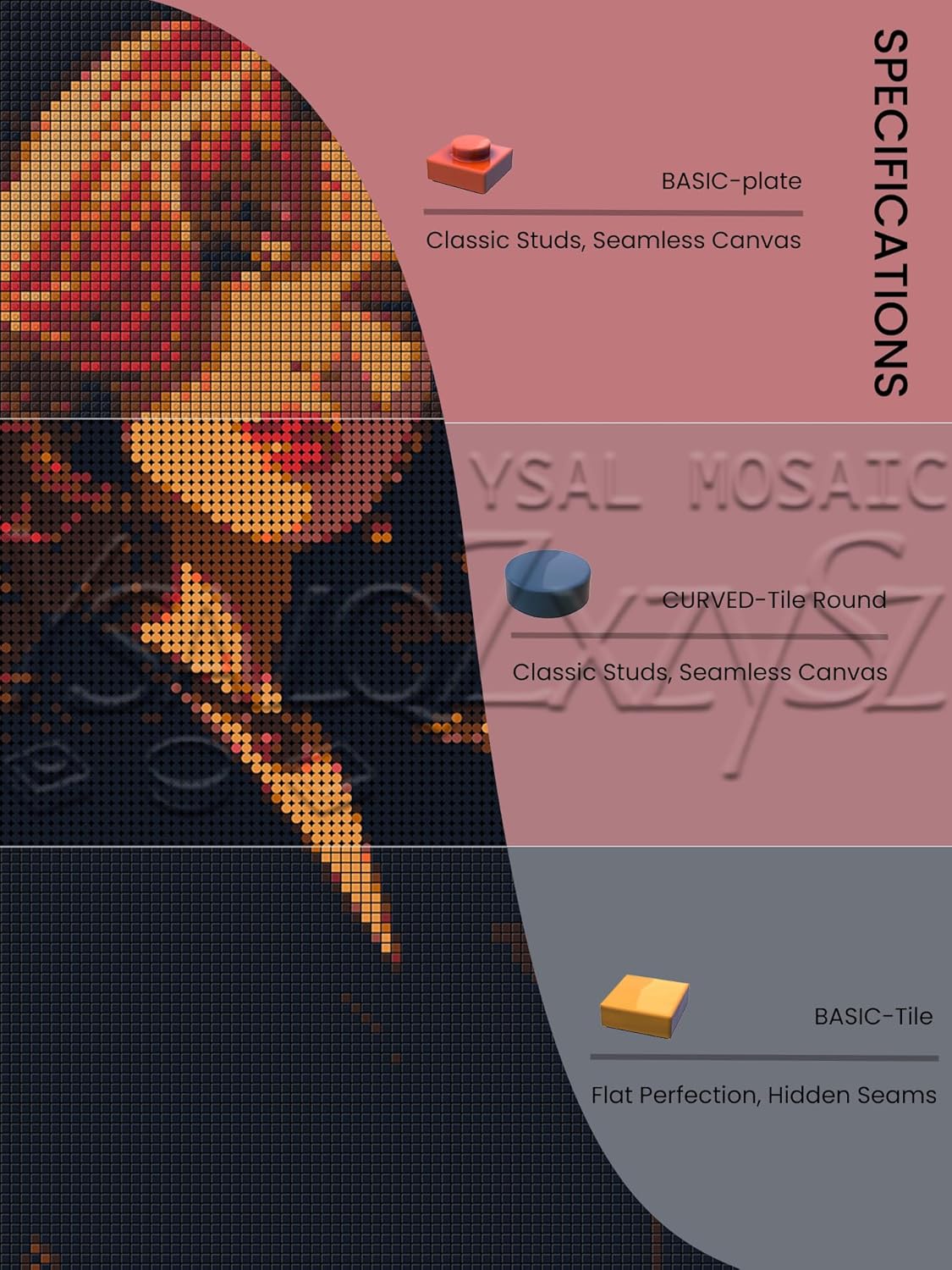 Heroes Mosaic Style Building Block Pixel Art - Black Widow |Large 12,288 Bricks for Home and bar Wall décor |Collectible Building Block Set with baseplate (Basic-Tile)