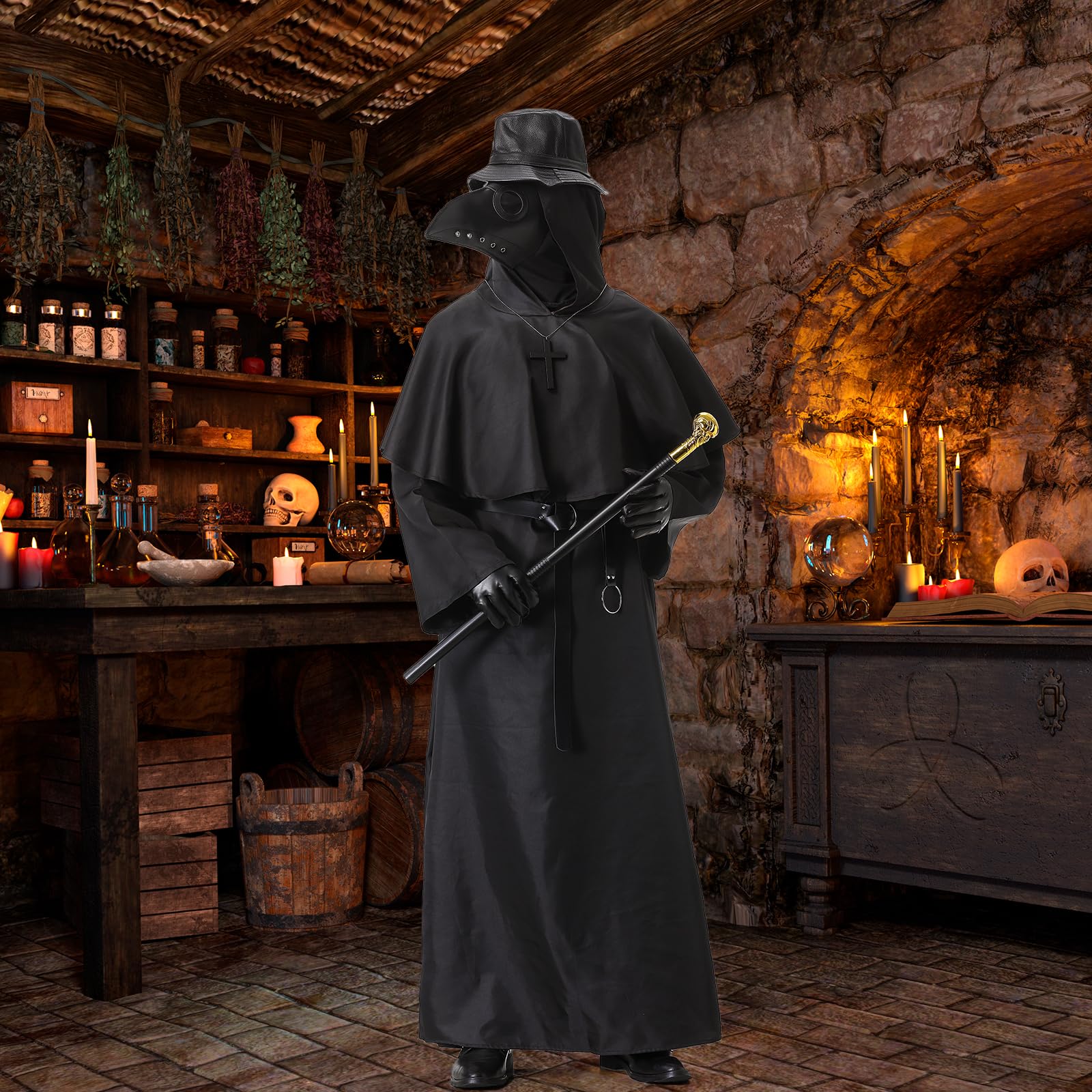 Costume de docteur de peste, pour homme, plague, costume de docteur de peste, médiévale, cospaly, avec masque de docteur de peste, pour Halloween, carnaval