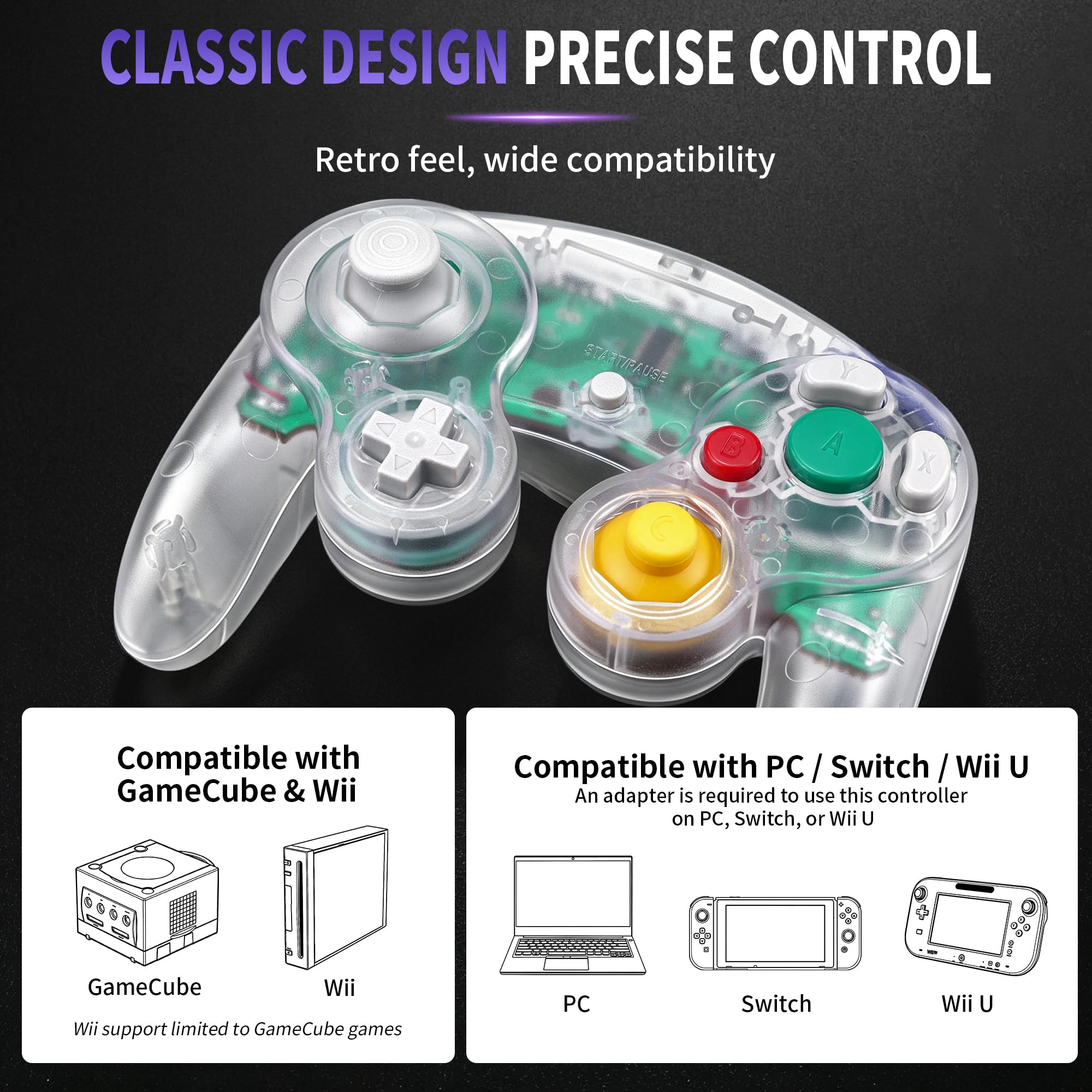 CirKa Controller - Clear for Nintendo Wii and GameCube