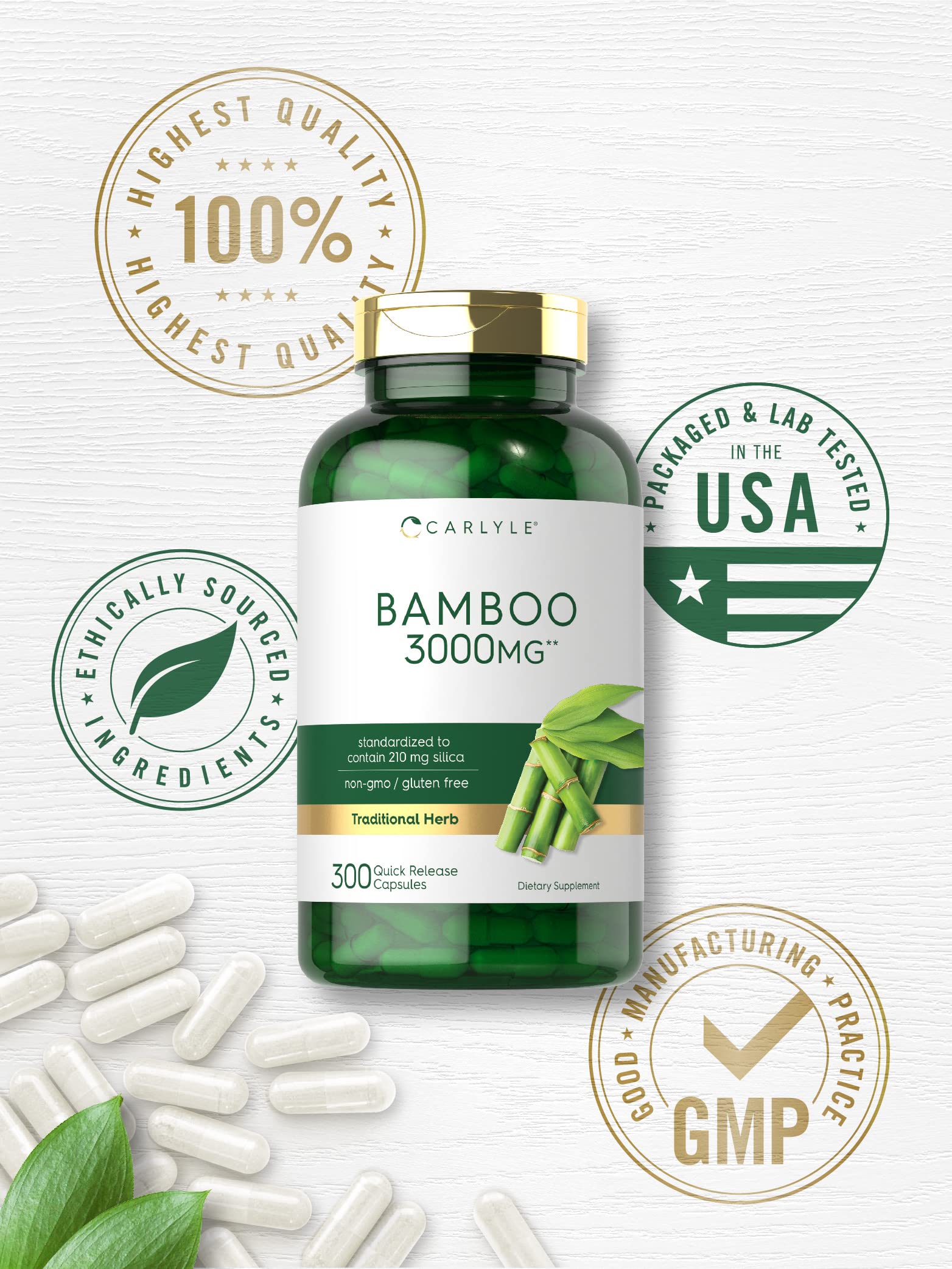 Amazon.com: Carlyle Bamboo Extract Capsules | 300 Count | 210mg
