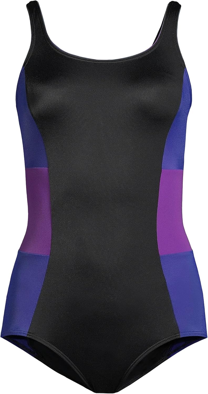 Lands' End Women's Chlorine Resistant Soft Cup Tugless Sporty One Piece Swimsuit