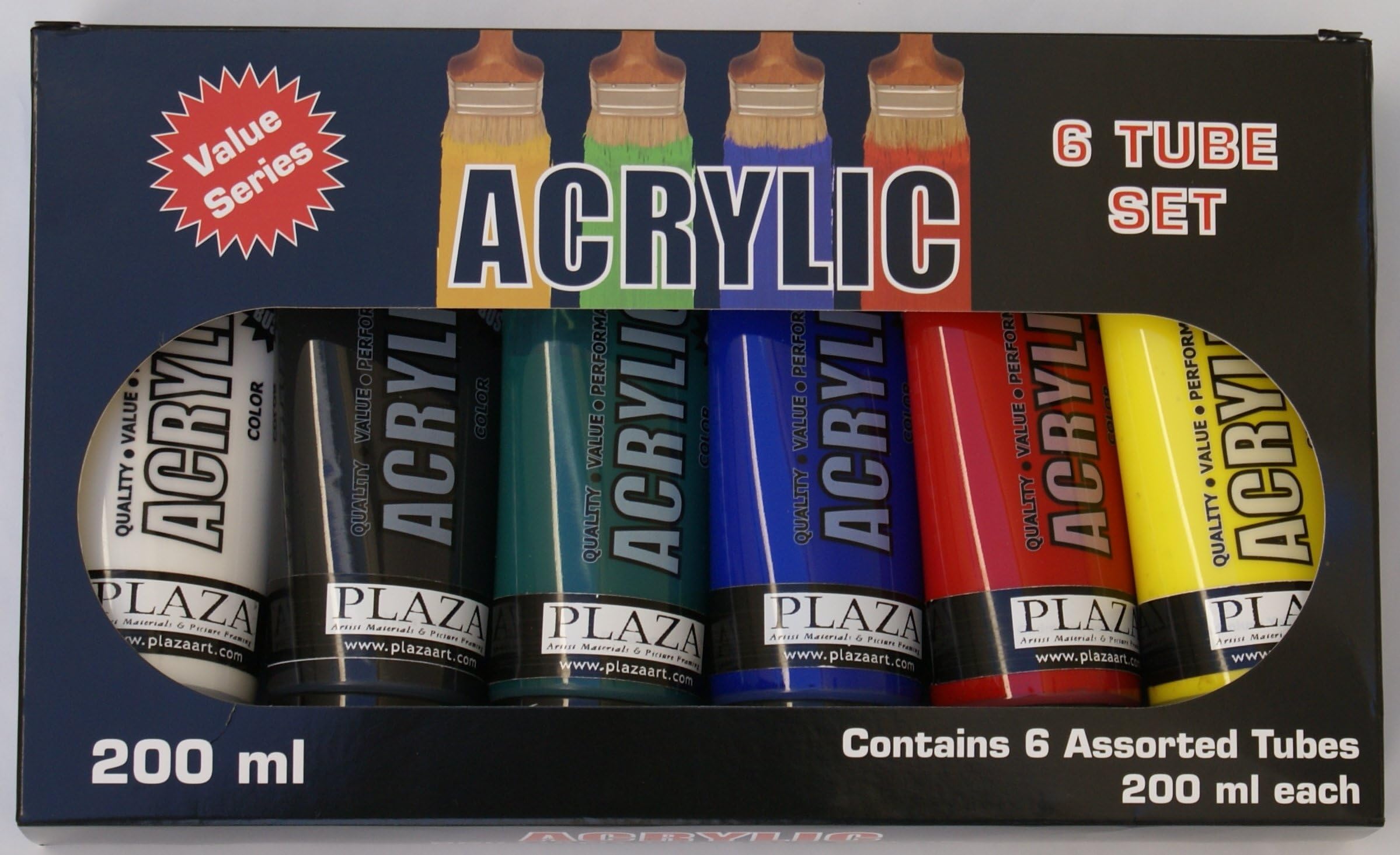 Student Acrylic - 200ml Tube Set of 6