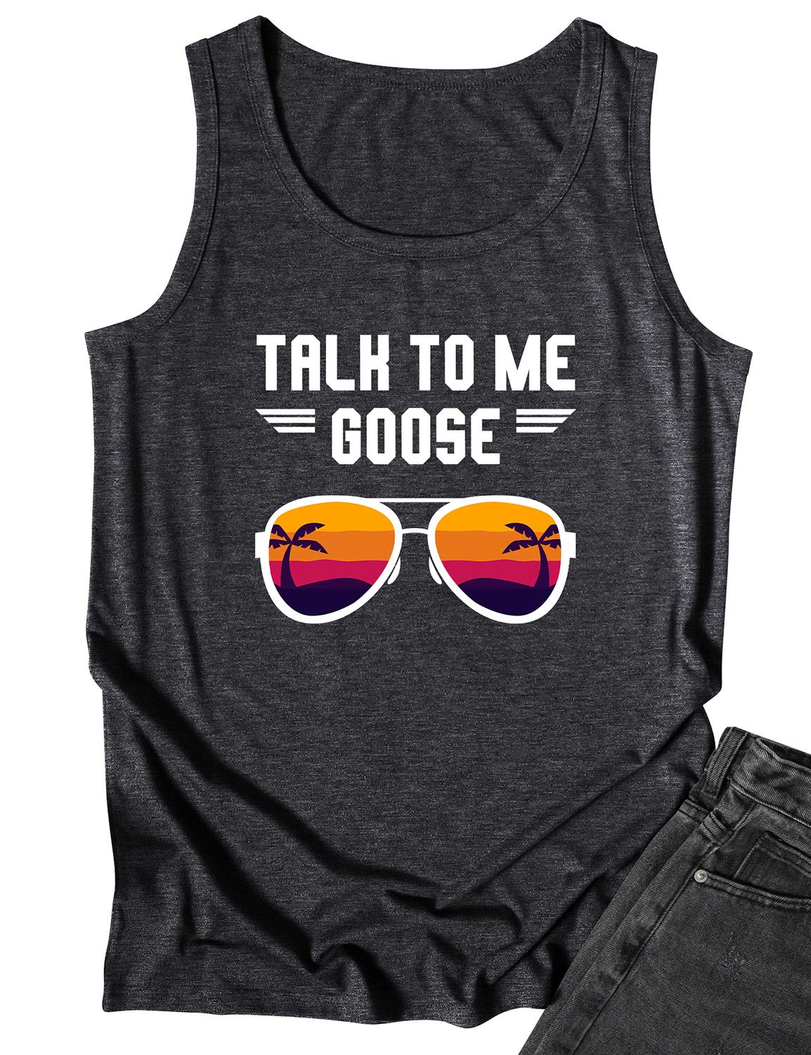OUNAR Talk to Me Goose Sunglasses Graphic Top Funny Causal Summer Beach Tees T-Shirts