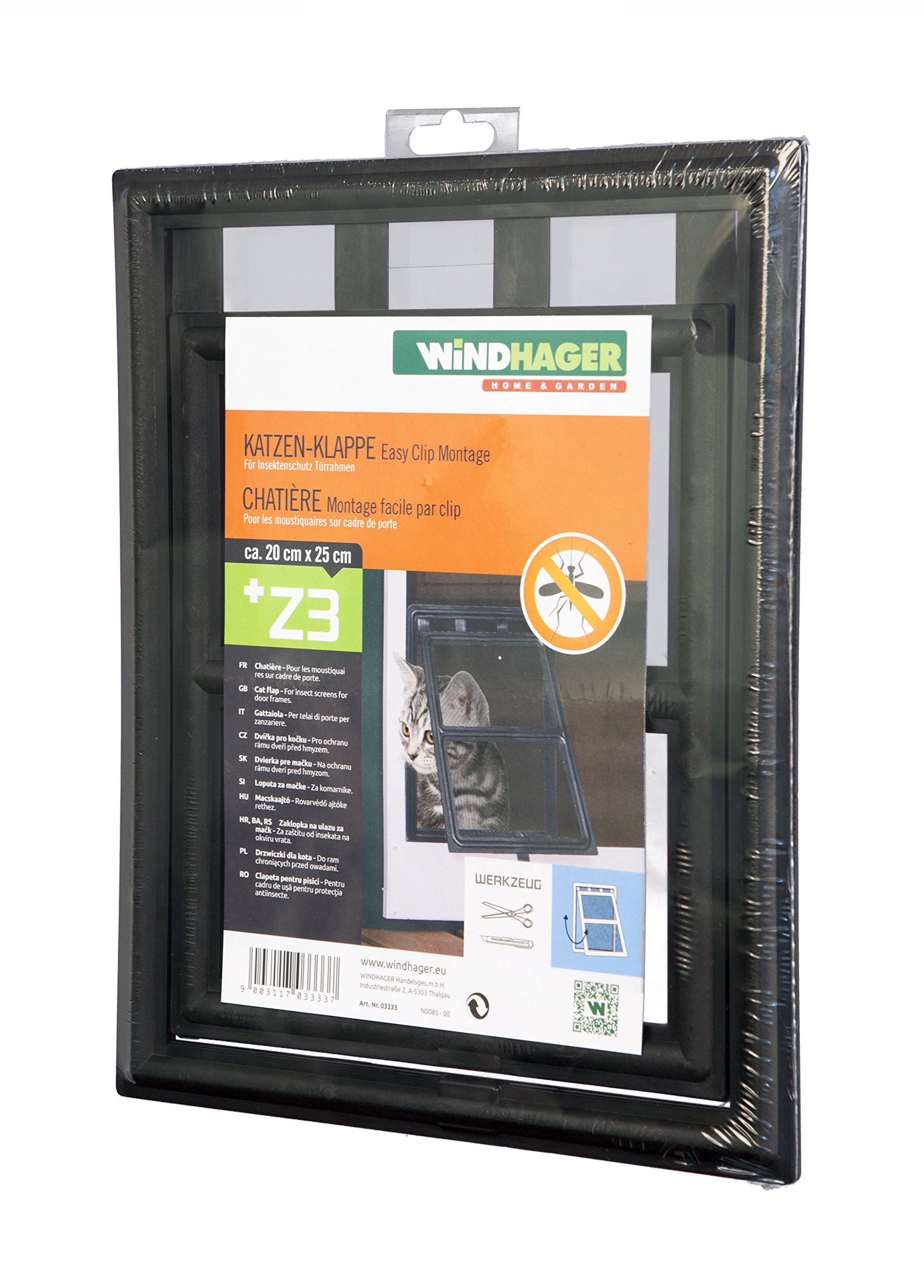 Windhager, 03333 Kotownica z Easyclip montażowy, rama chroniąca przed owadami, czarna, blokada, 20 x 25 cm