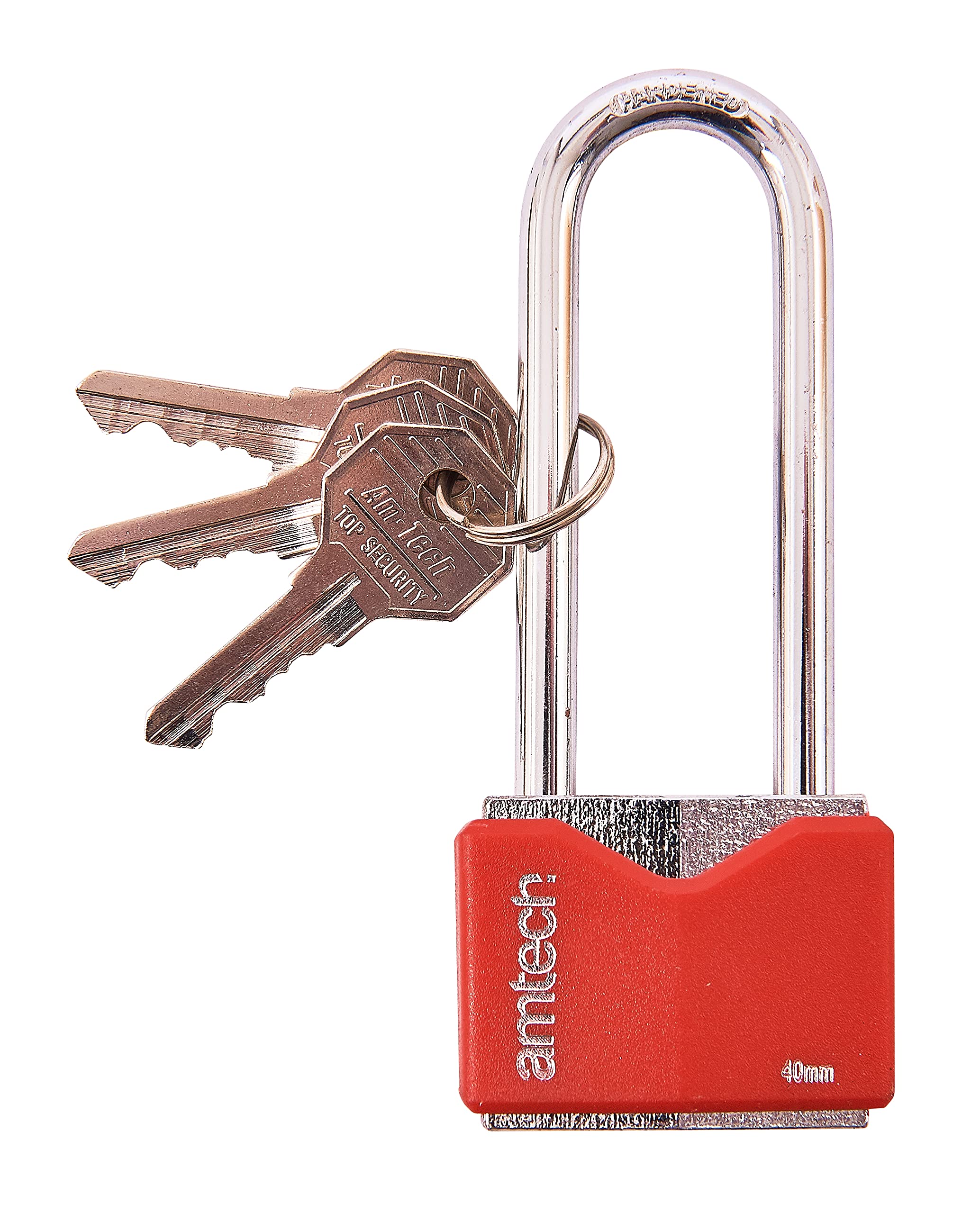 Amtech T0707 Lucchetto Lungo in Ferro Placcato Cromato Rhombic, Multicolore, 40 mm