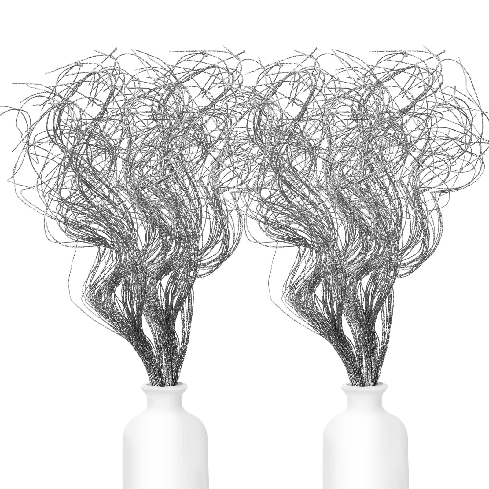 Branches de Ting Ting bouclées pour une décoration de table de Noël scintillante en argent