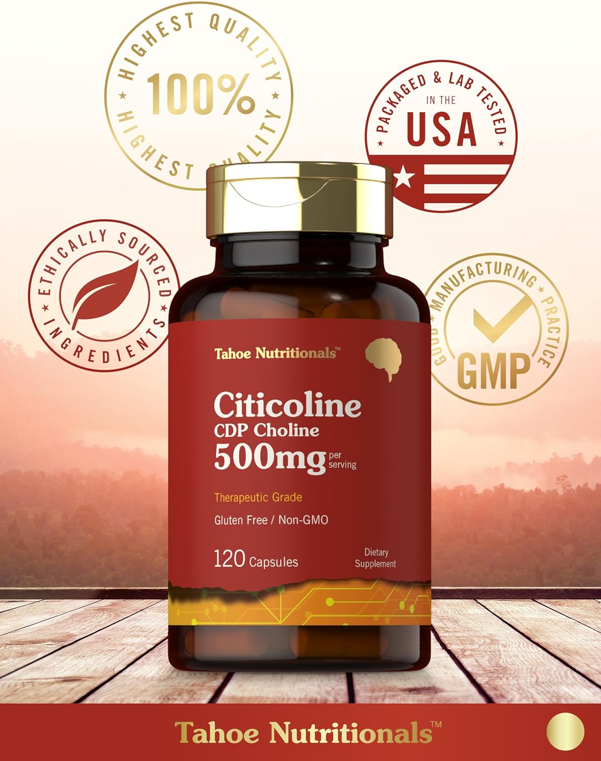 Tahoe Nutritionals Citicoline Supplement | 500mg | 120 Capsules | CDP Choline | Therapeutic Grade |Non-GMO and Gluten Free - Image 6