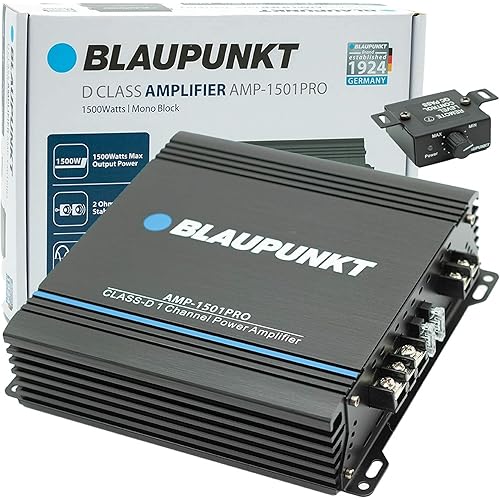 BLAUPUNKT 1501PRO Car Audio Monoblock 1 Channel 2 Ohm Stable Amp Amplifier 1500 Watts Max | Slim and Compact