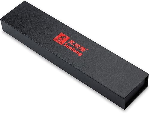 Miniatura 8 de Sunlong Santoku - Cuchillo de chef profesional de 7 pulgadas, acero de Damasco martillado japonés, mango de madera de sangre natural