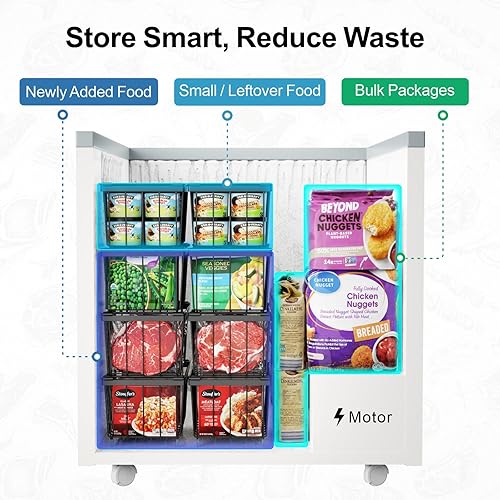 Miniatura 5 de iSPECLE Contenedores organizadores de congelador profundo, paquete de 8 cubos organizadores apilables para congelador de 7 pies cúbicos, clasificar