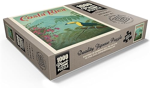 Miniatura 3 de Costa Rica Toucan in The Jungle, Vintage Poster - Rompecabezas premium de 1000 piezas para adultos