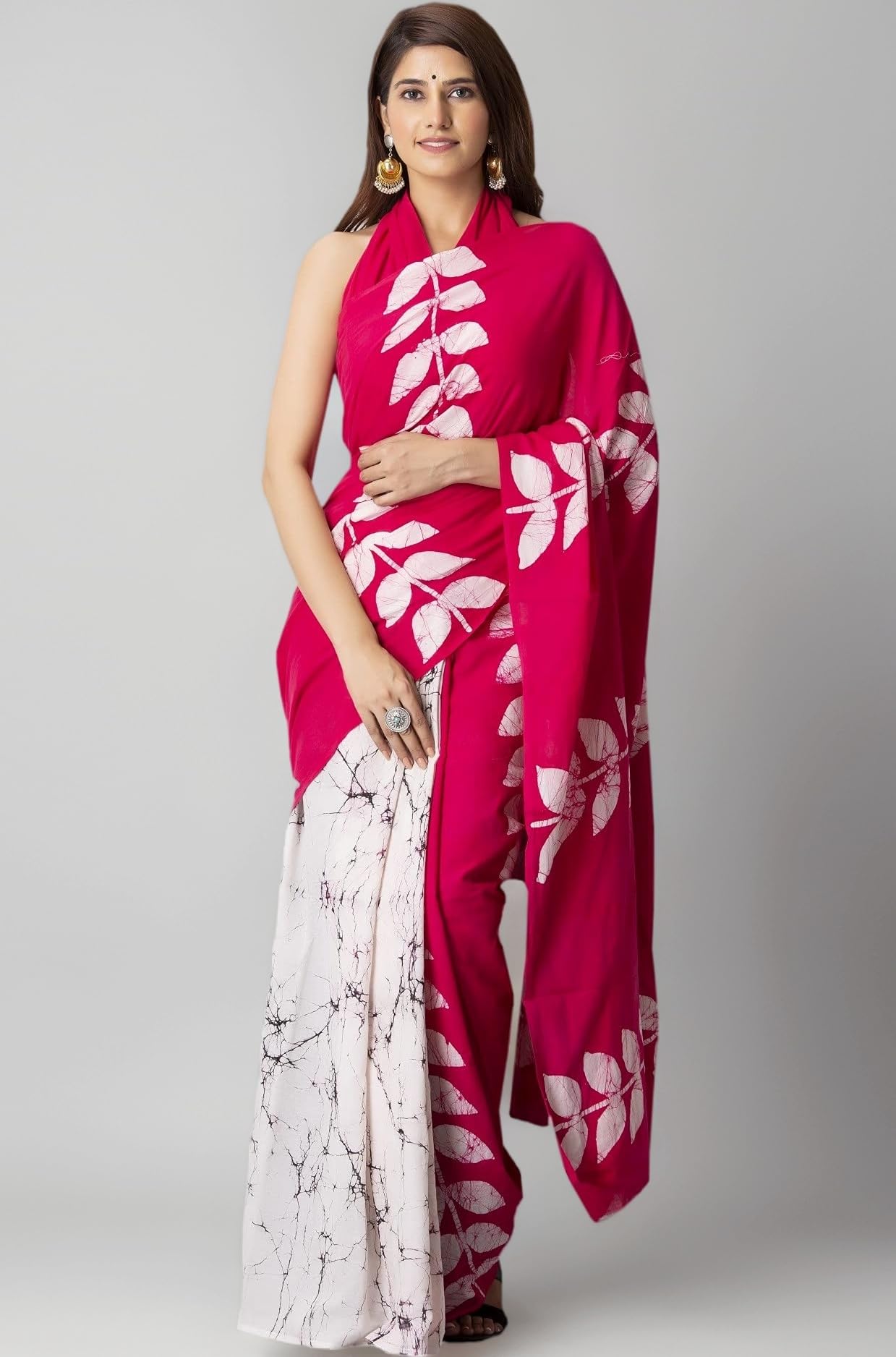 Women's Hand block printed cotton mulmul fabric saree With Blouse Piece Traditional Jaipuri Print