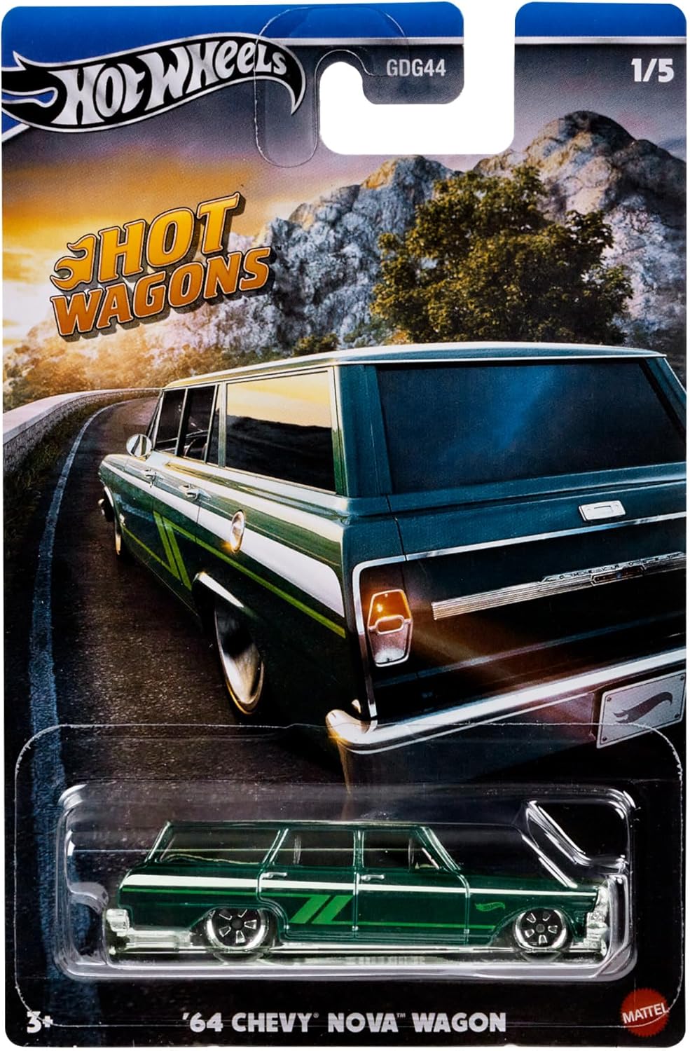 Hot Wheels 1:64 Scale, Die-Cast Toy Wagon, '64 Chevy Nova Wagon