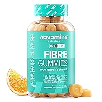 Gommose di fibre – 4000 mg ad alto contenuto di fibre – integratore di fibre con calcio per la normale funzione digestiva – con vitamina D, vitamina B12, cromo e inulina – 60 gommose – Novomins