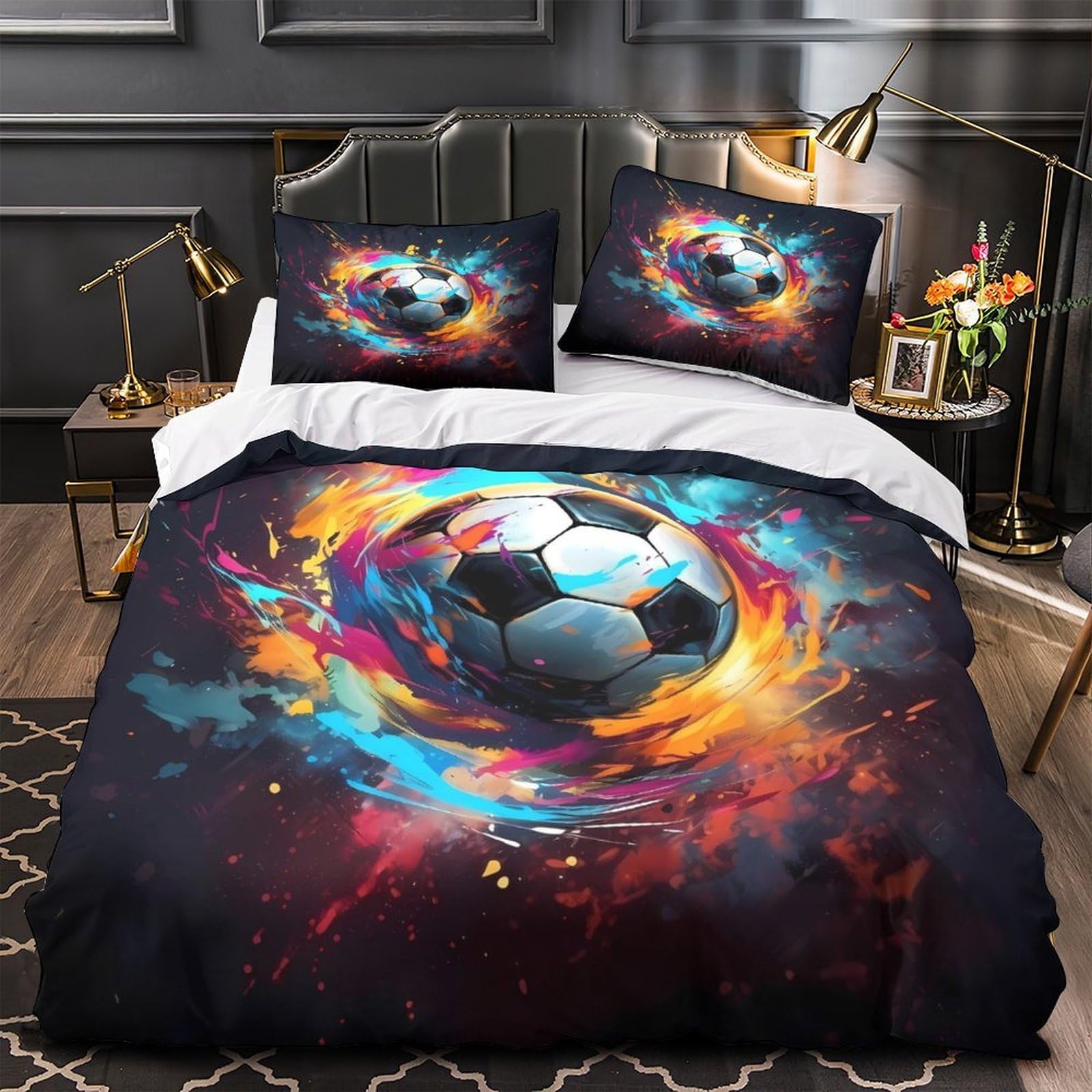 Parure de lit 3D graffiti housse de couette 200x200 cm microfibre respirante pour lit double