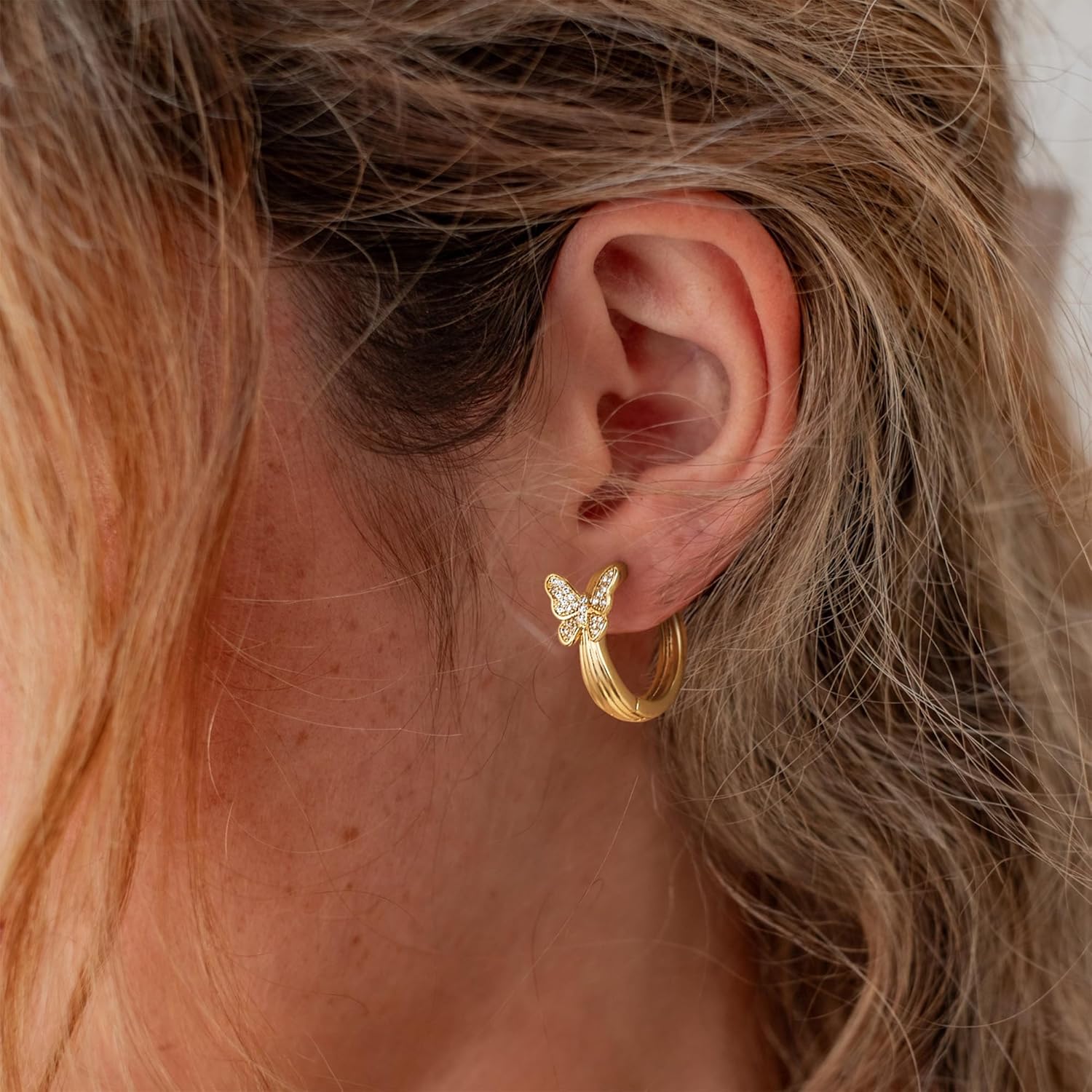 Huggie Hoop Earrings for Women Gold CZ Stud Earrings 14K Gold Filled Small Boho Huggie Earrings Hypoallergenic Piercing Hoops Jewelry - Image 3