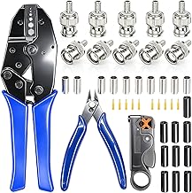 Taiss BNC Crimp Tool With 10PCS Connector, Coaxial Crimping Tool, Wire Stripper Cutter, Cable Cutter and Heat Shrink Tube ...