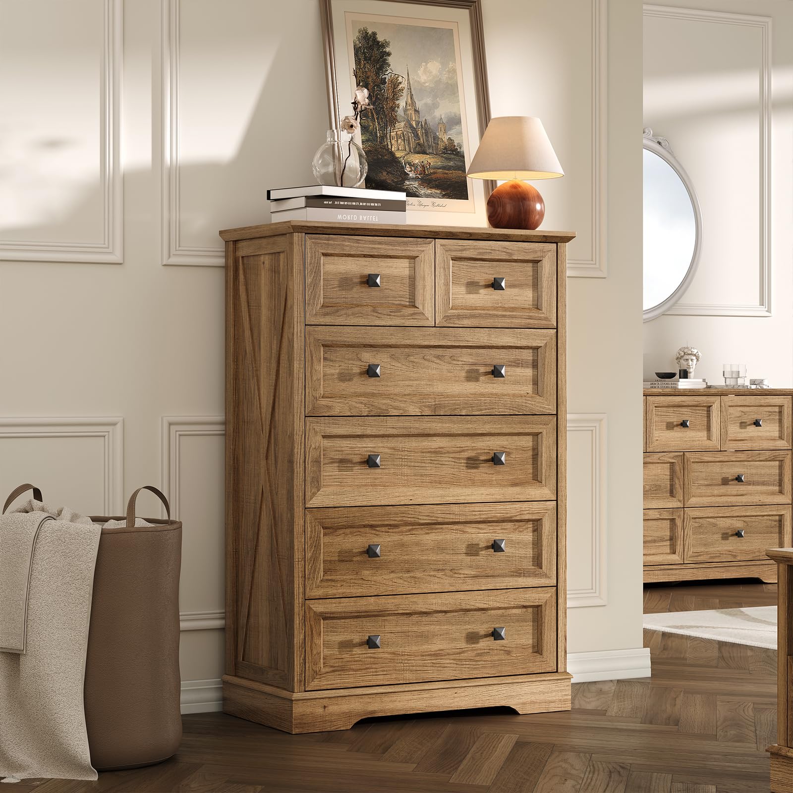 better homes and gardens modern farmhouse dresser Amazon.com: FFBCFDK Farmhouse 6 Drawers Dresser Chests for Bedroom, Rustic  6 Chest of Drawers, Wood Dressers Organizer for Closet, Modern Storage  Organizer Cabinet for Living Room, Hallway, Entryway, Natural Oak : Home