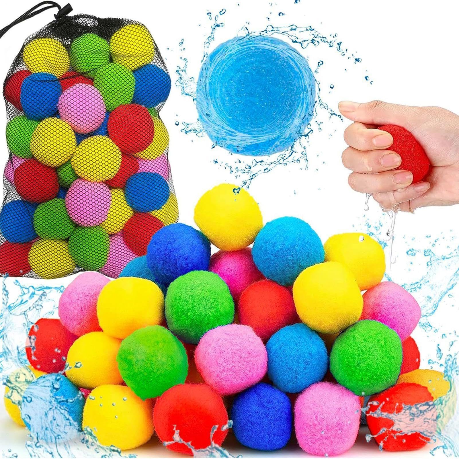 60Pcs Reusable Water Sponge Balls, Reusable Water Balloons, WaterBalloons With Multicolor Refillable Soft For Adults Children Family Outdoor Games Pool Party Backyard Play