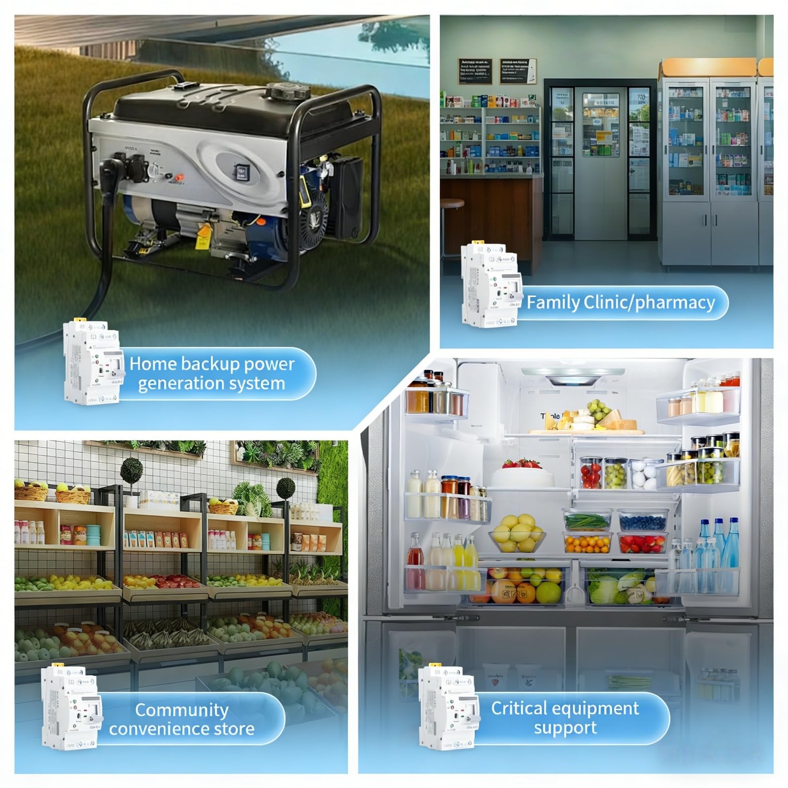 ATS Automático de Transferencia Automática para Corriente Doble 2P 63A 220V - con cambio rápido de 0,05 segundos para un suministro eléctrico confiable en hogares e industrias