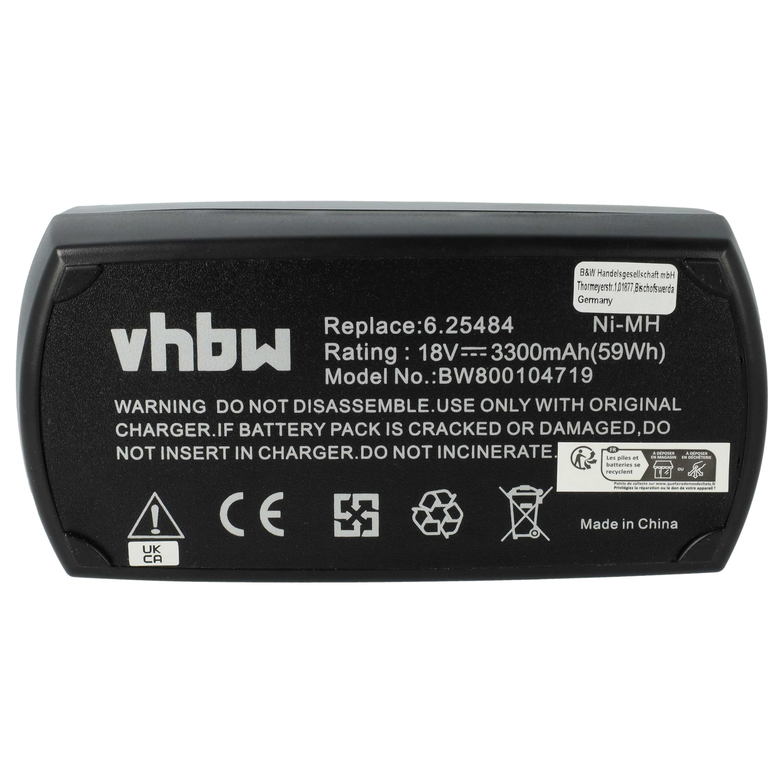 vhbw Bateria kompatybilna z narzędziem Metabo KSAP18Li (3300 mAh, NiMH, 18 V)