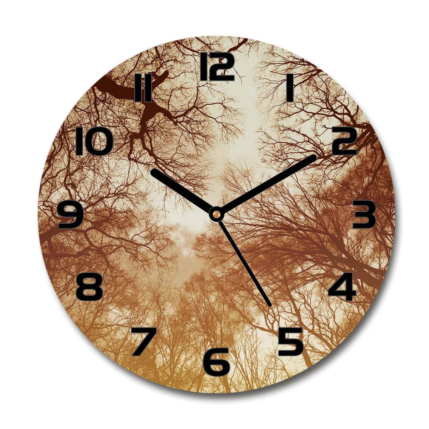 Horloge en verre 60x60cm Tulup forêt silencieuse pour salon