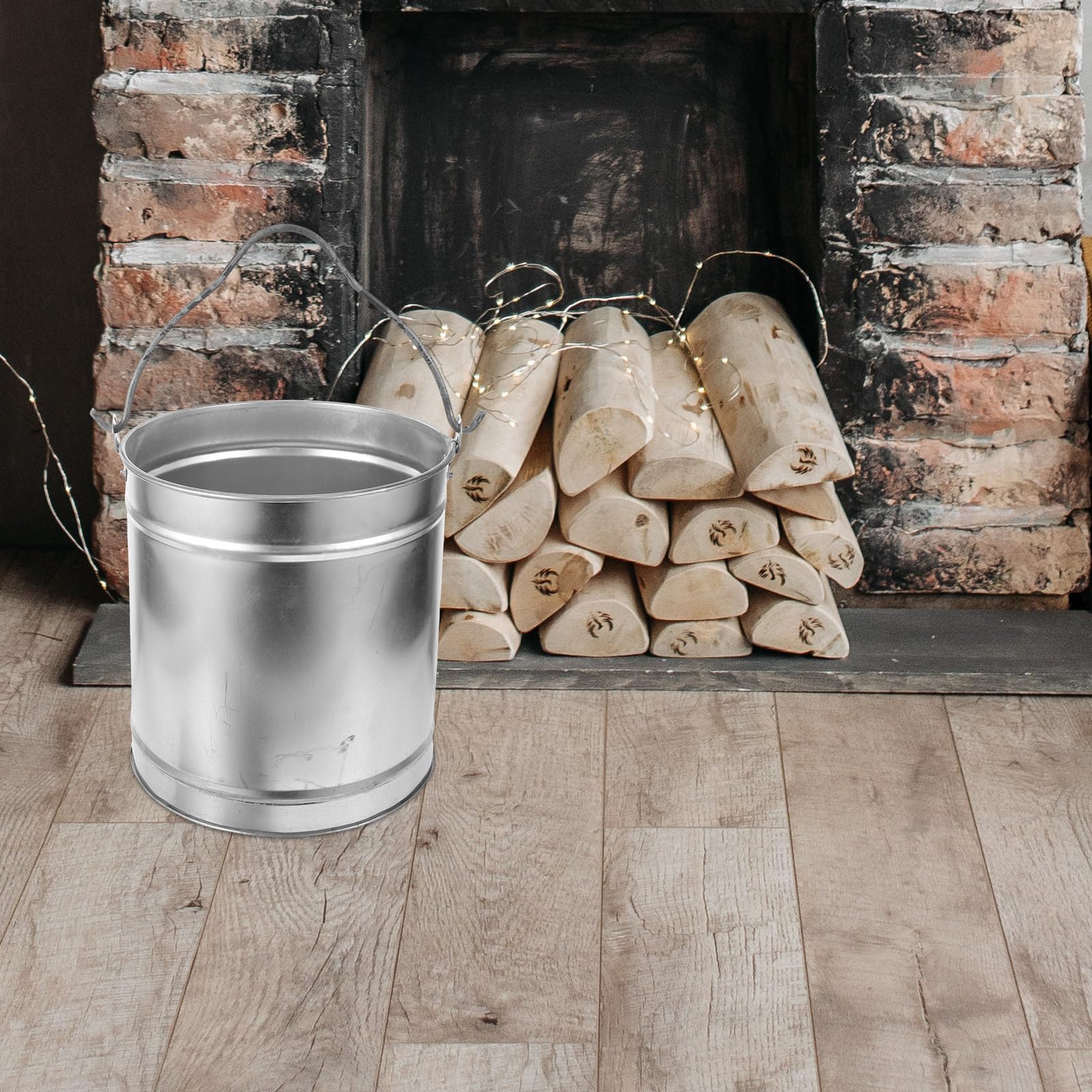 Cubo de Cenizas de Metal Grande de Hierro para Chimenea y Barbacoa
