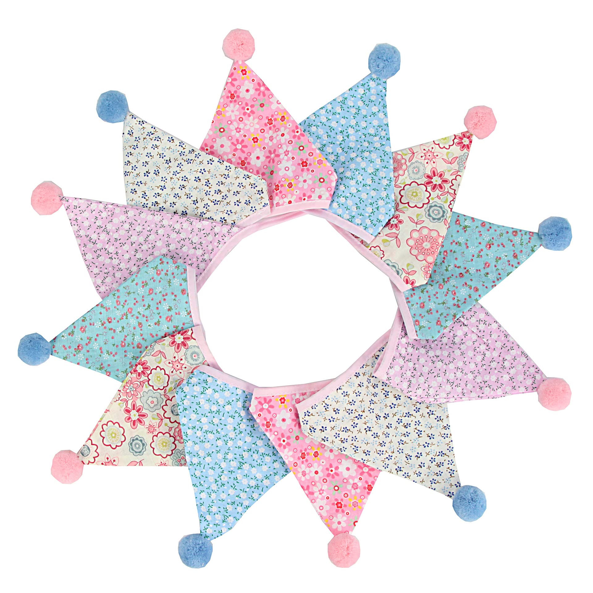 Guirlande Fanions En Tissu Avec Boule En Peluche,3,2 M Guirlande