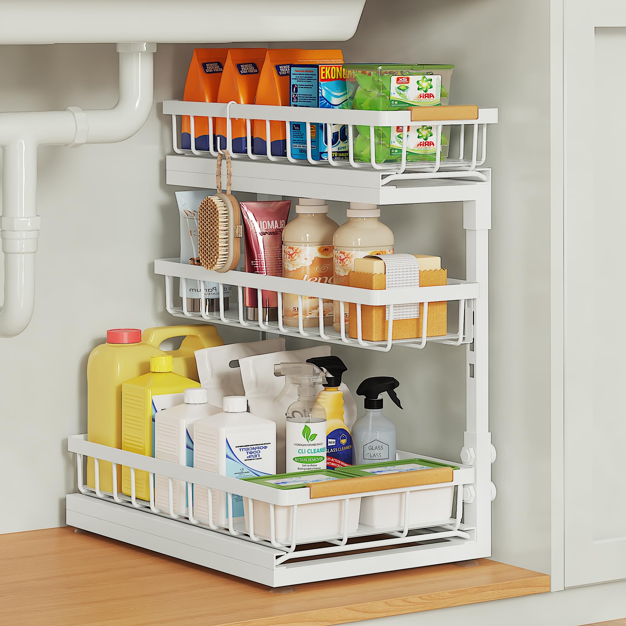 Under Sink Organizer and Storage for Bathroom and Kitchen - 1 Pack 3 Tier