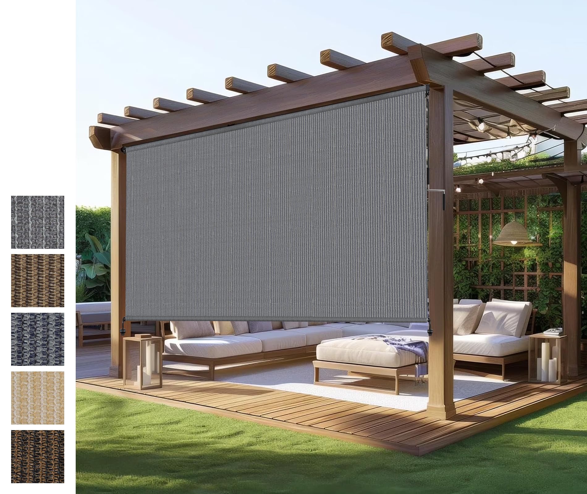 Photo 1 of Outdoor Roller Shades,Exterior Cordless Patio Shades Roll Up Blinds for Porch Gazebo Pergola Backyard,Outdoor Blinds for Patio Privacy Screen Protection UV Sun Blocking Fade-Resistant 10ft Wide x 8 H
