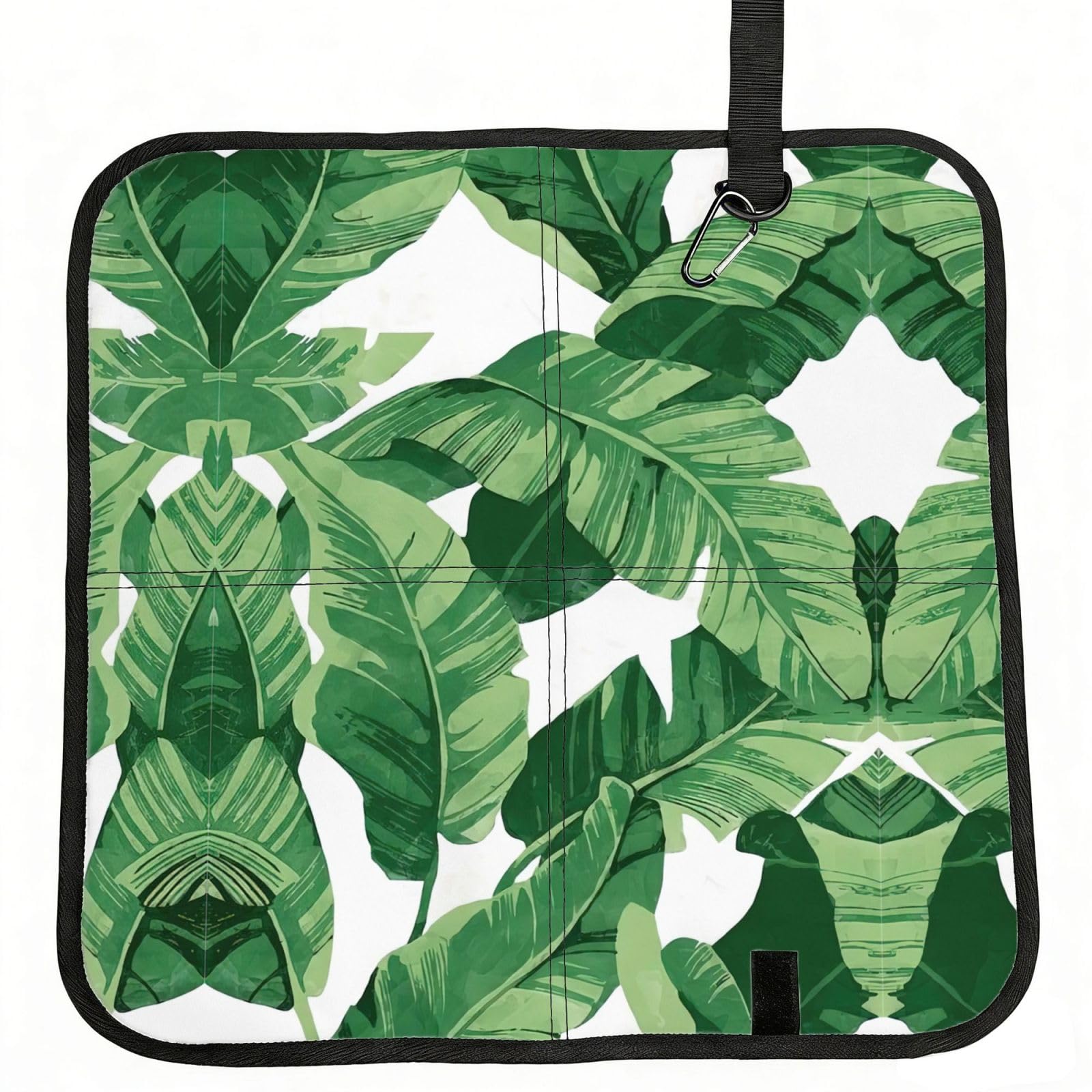 DIEzig Cute green palm leaves Printed Compact Foldable Sitting Pad Oxford Base, Portable Cushion for Fishing Sports Events