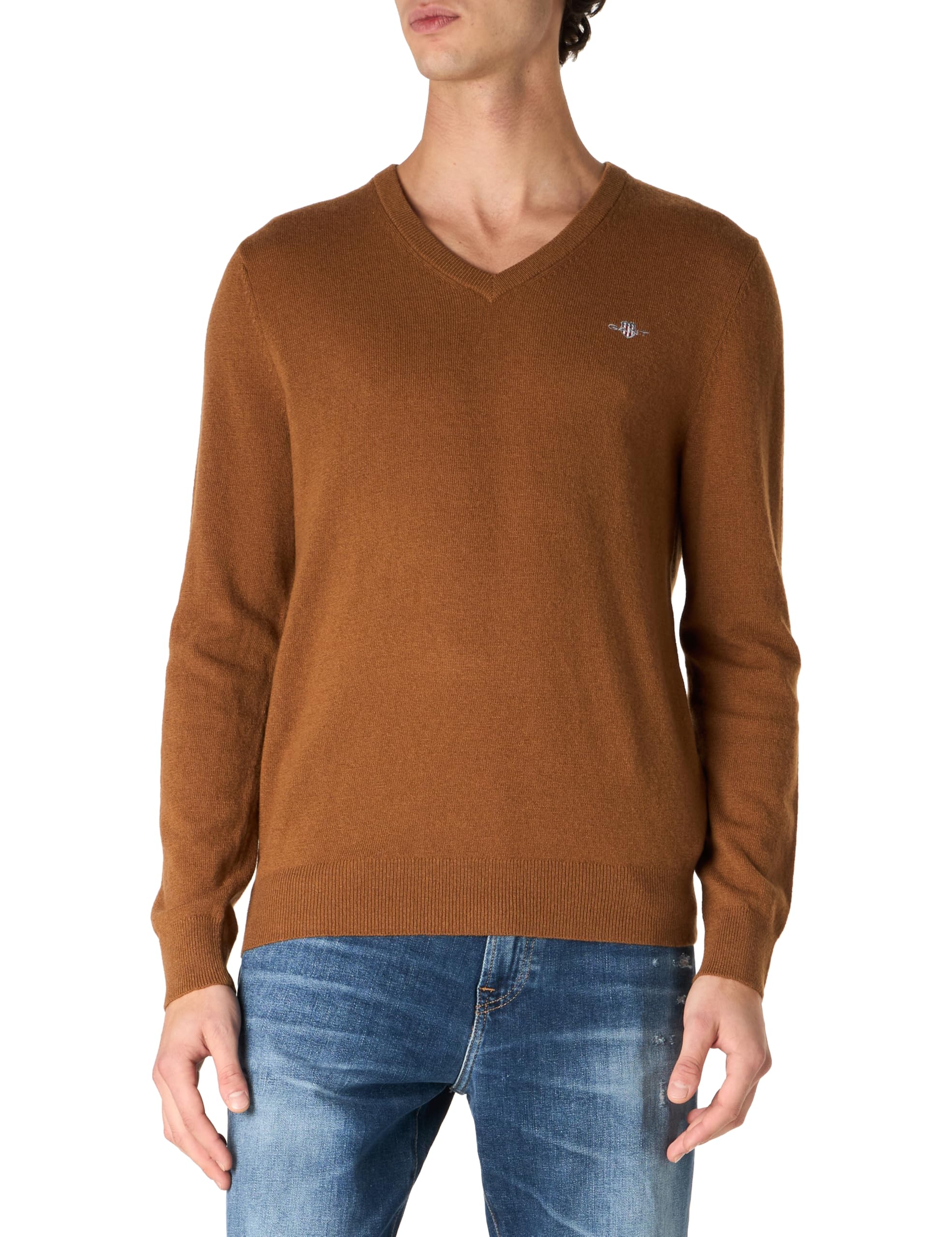 GANT Extrafine Lambswool V-Neck, Cacao, XXL