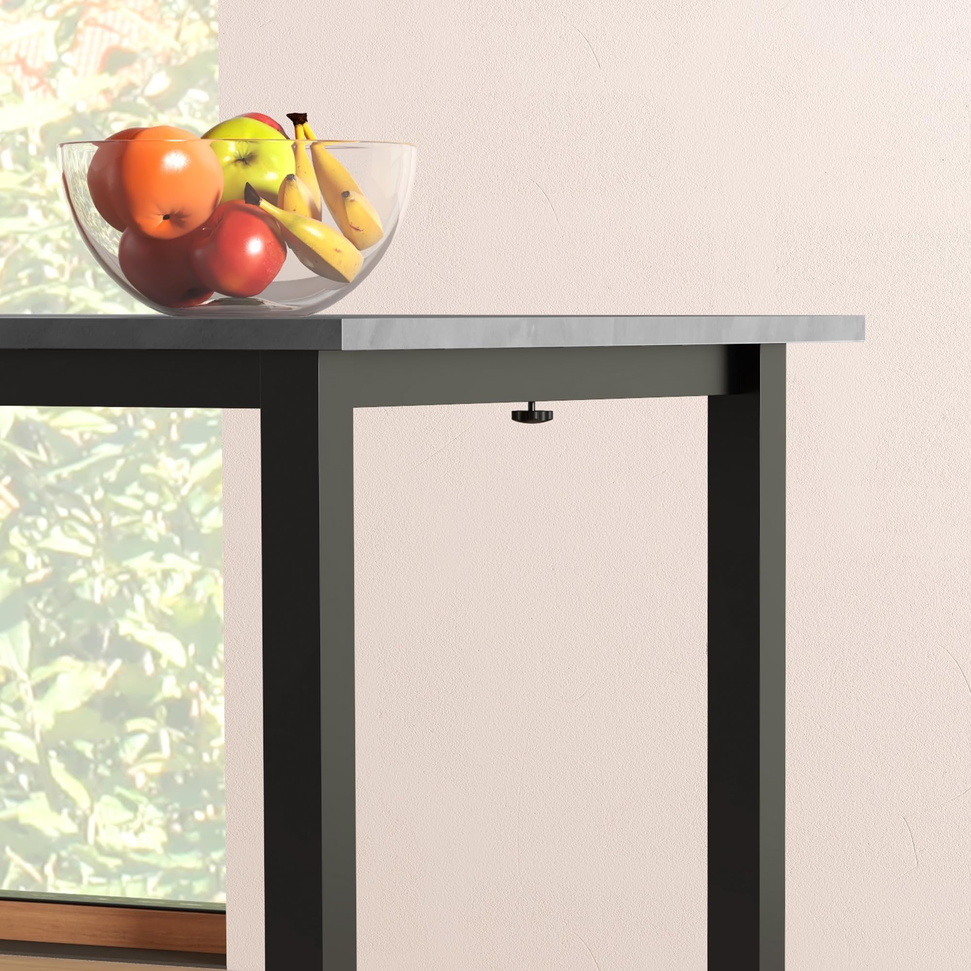 HOMCOM Table à Manger Extensible pour 6 Personnes Grand Plateau Gris Foncé | Table de Cuisine, Cadre en Acier, Design Moderne