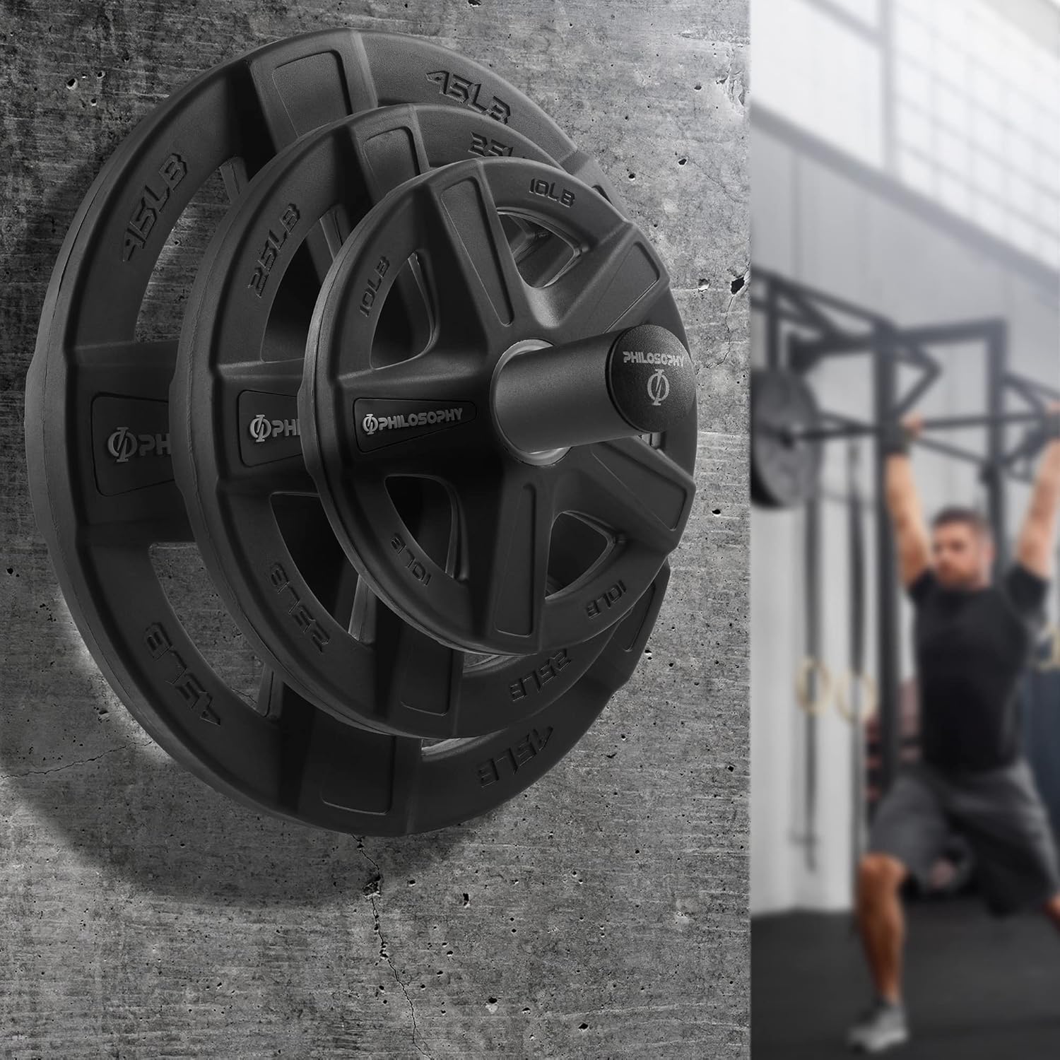 Philosophy Gym Wall Mounted Olympic Weight Plate Holder, Fits 2" Weight Plates