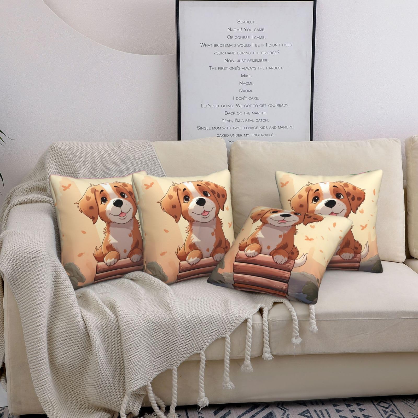 Housse de coussin chien dessin animé 50x50 cm pour décorer votre canapé de salon